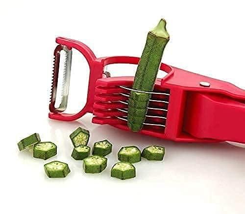 2 in 1 Vegetable Cutter With 5 Sharp Blade & Peeler