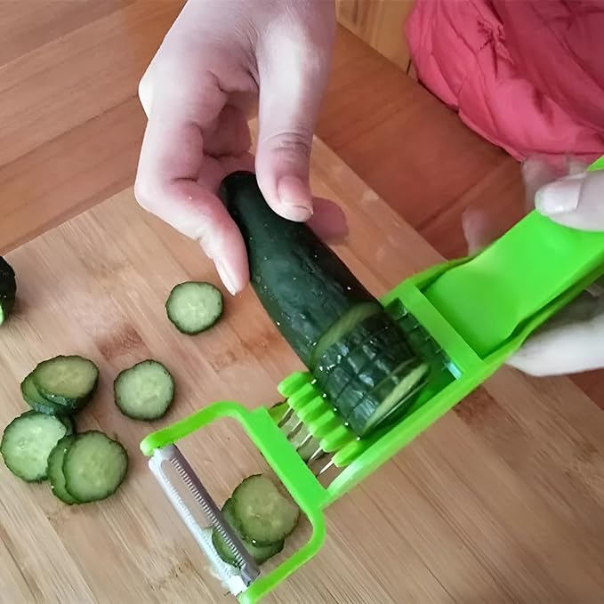 2 in 1 Vegetable Cutter With 5 Sharp Blade & Peeler