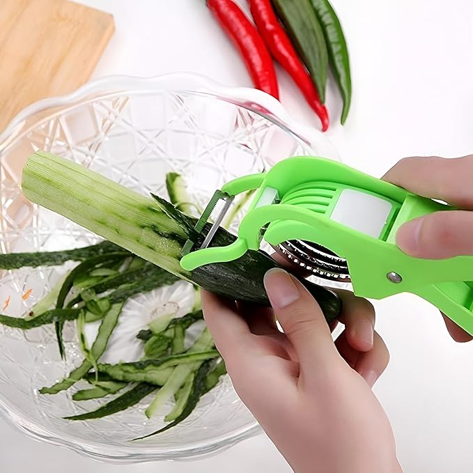 2 in 1 Vegetable Cutter With 5 Sharp Blade & Peeler