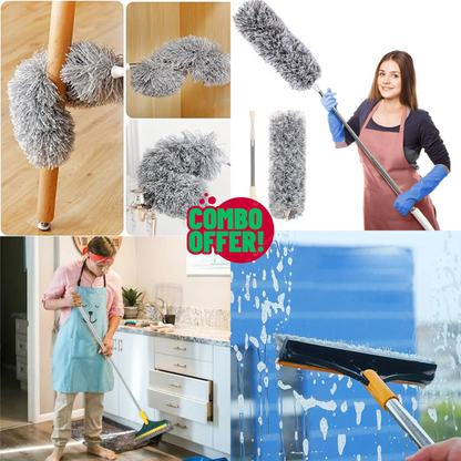 Extendable Cleaning Duster + 2 In 1 Tiles Wiper (COMBO)